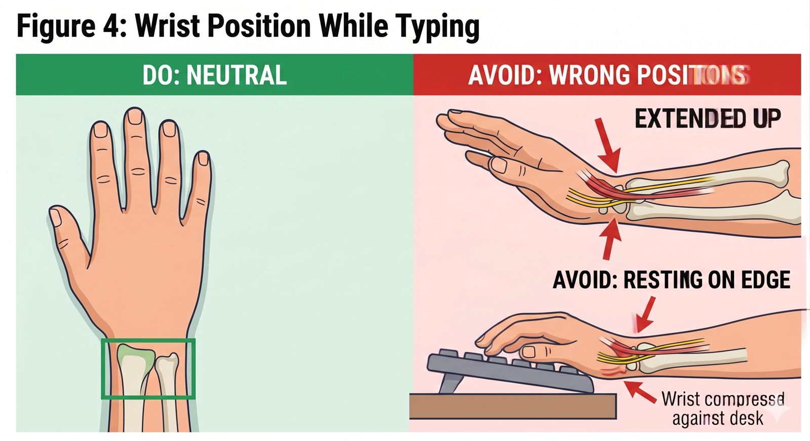 Neutral wrist position while typing
