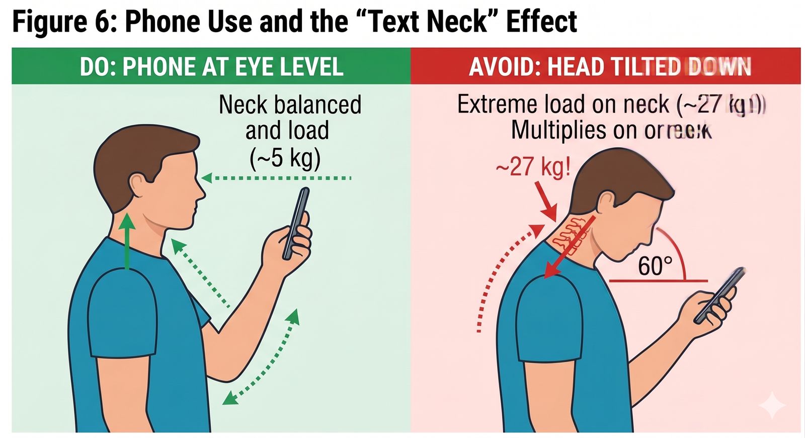 Phone posture and neck load