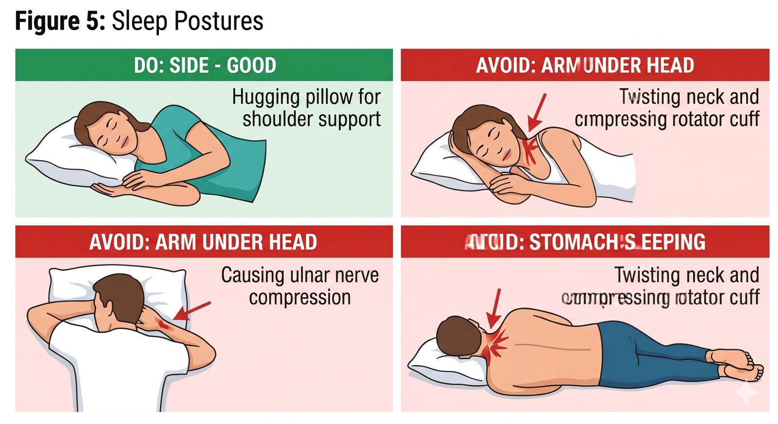 Sleep postures for arm health